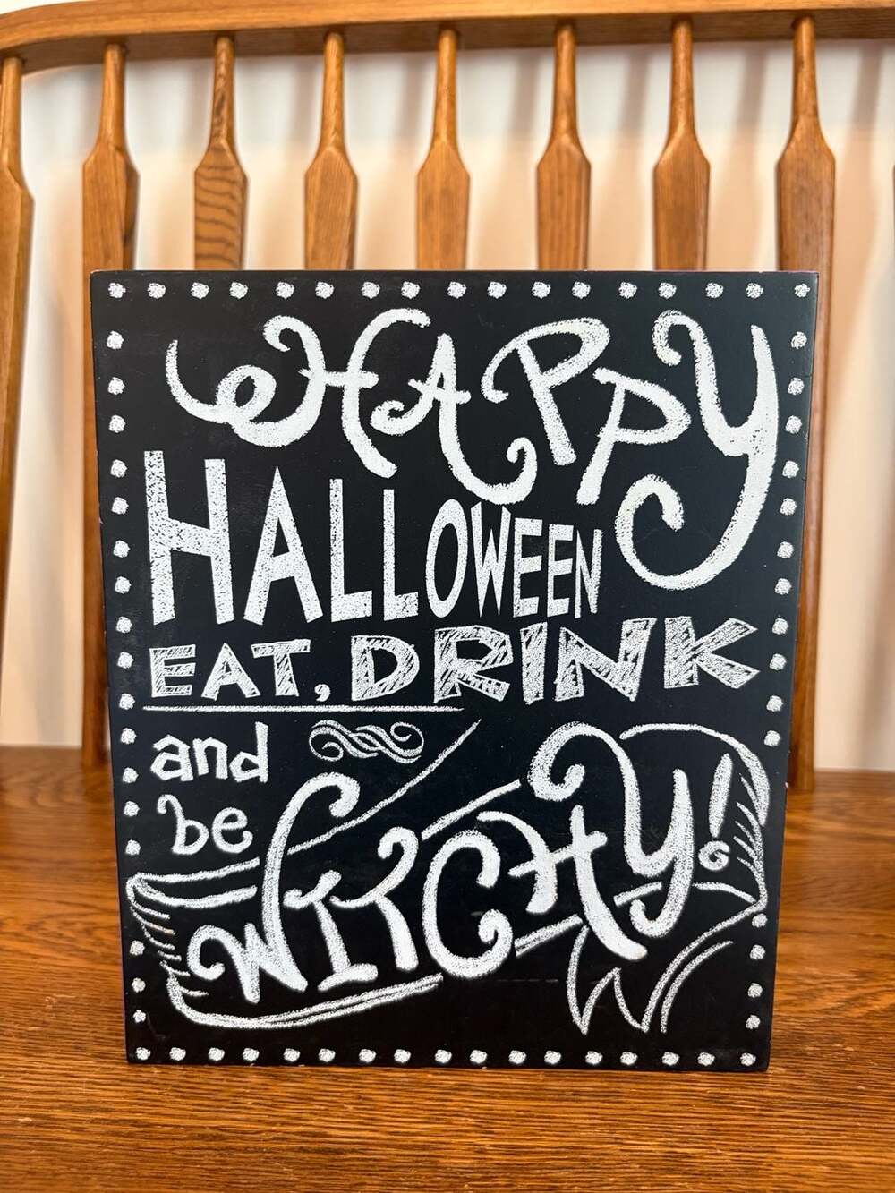 Happy Halloween Eat Drink and be Witchy Decorative Block Sign